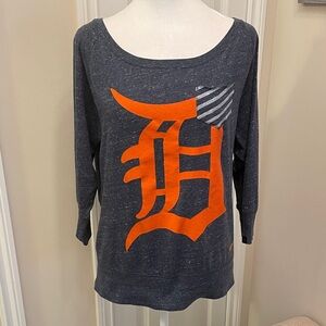 Nike Women's Detroit Tigers Baseball Blue and Orange Tunic Top EUC 3/4 sleeves M